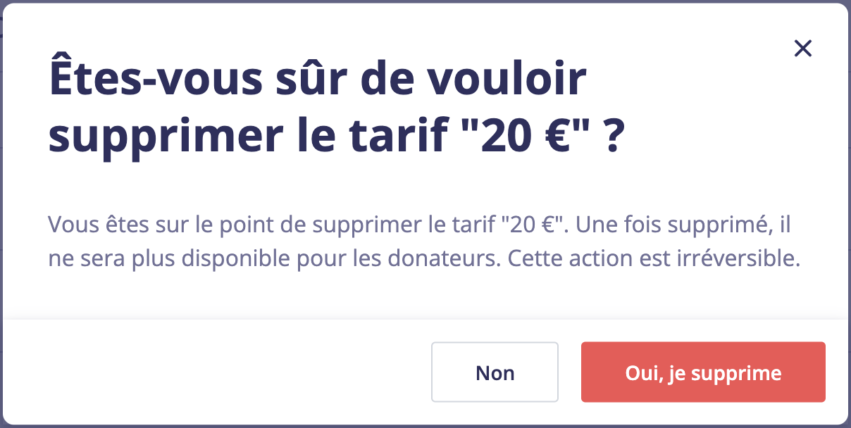 Confirmer la suppression d'un don ponctuel