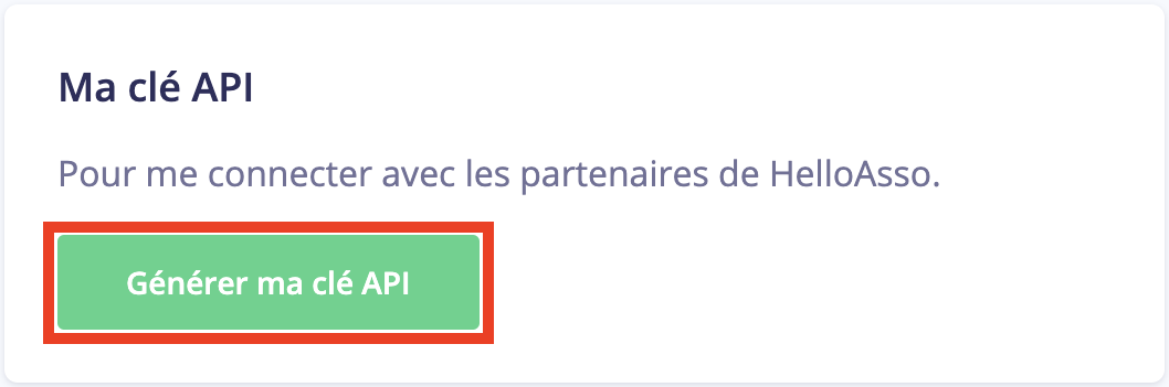 Générer ma clé API