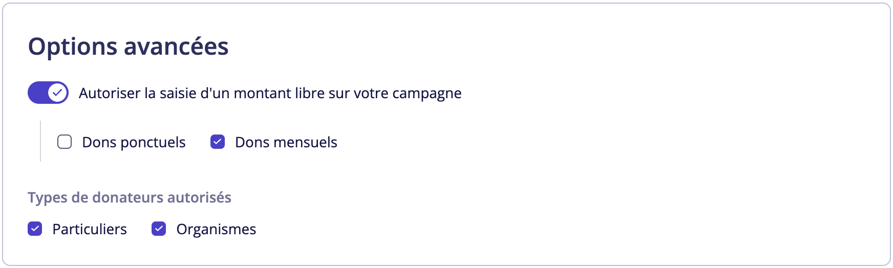 ParamĂštres des montants